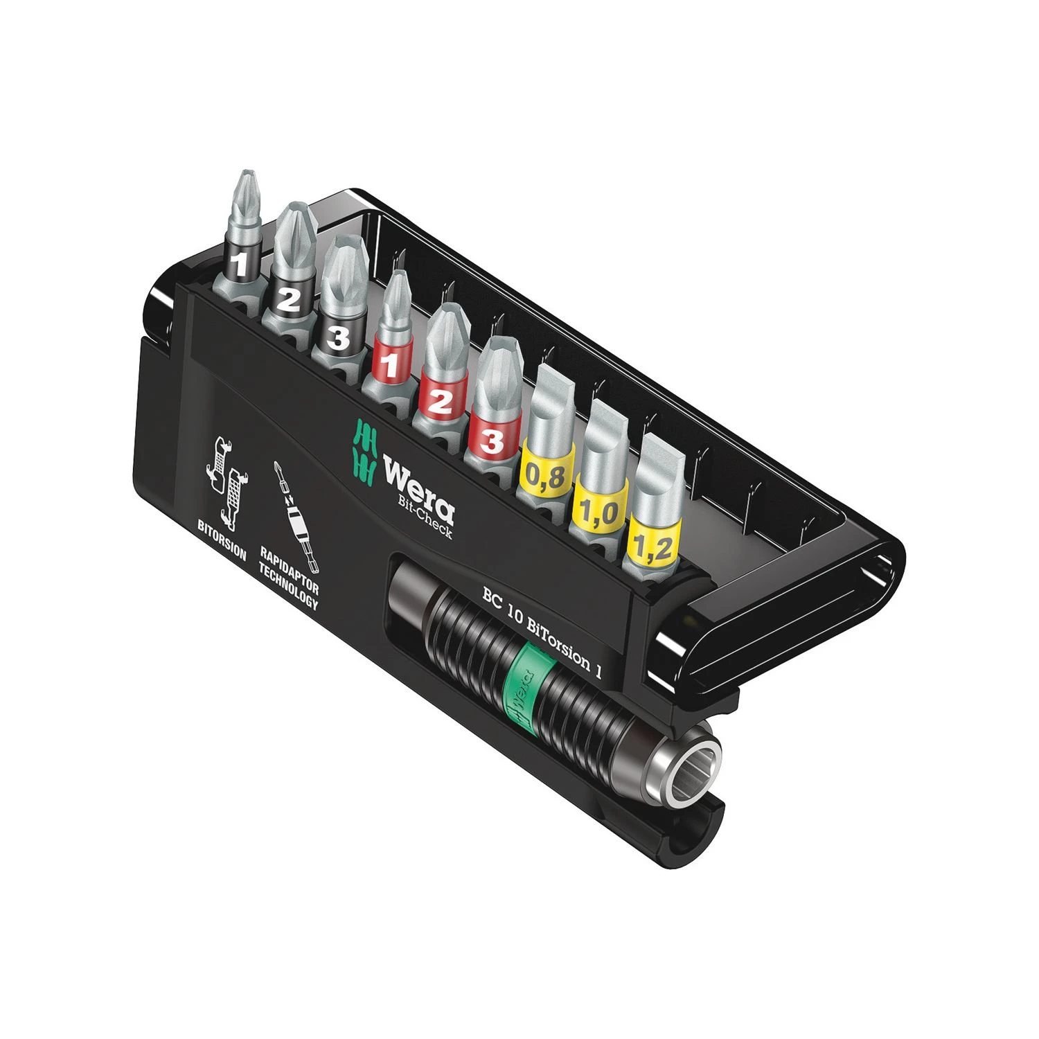 Wera 05056374001 Bit-Check 10 BiTorsion 1 Rapidaptor Bit Holder 10 Pieces - Image 3