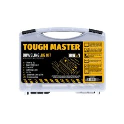 TOUGH MASTER® Doweling Jig Set Wood Hole Drilling Guide, Pocket Hole Jig Kit With Dowel Drill Bits, Screw Hole Covers, Screws & Hex Key - 35 Pieces (TM-DJ35S)