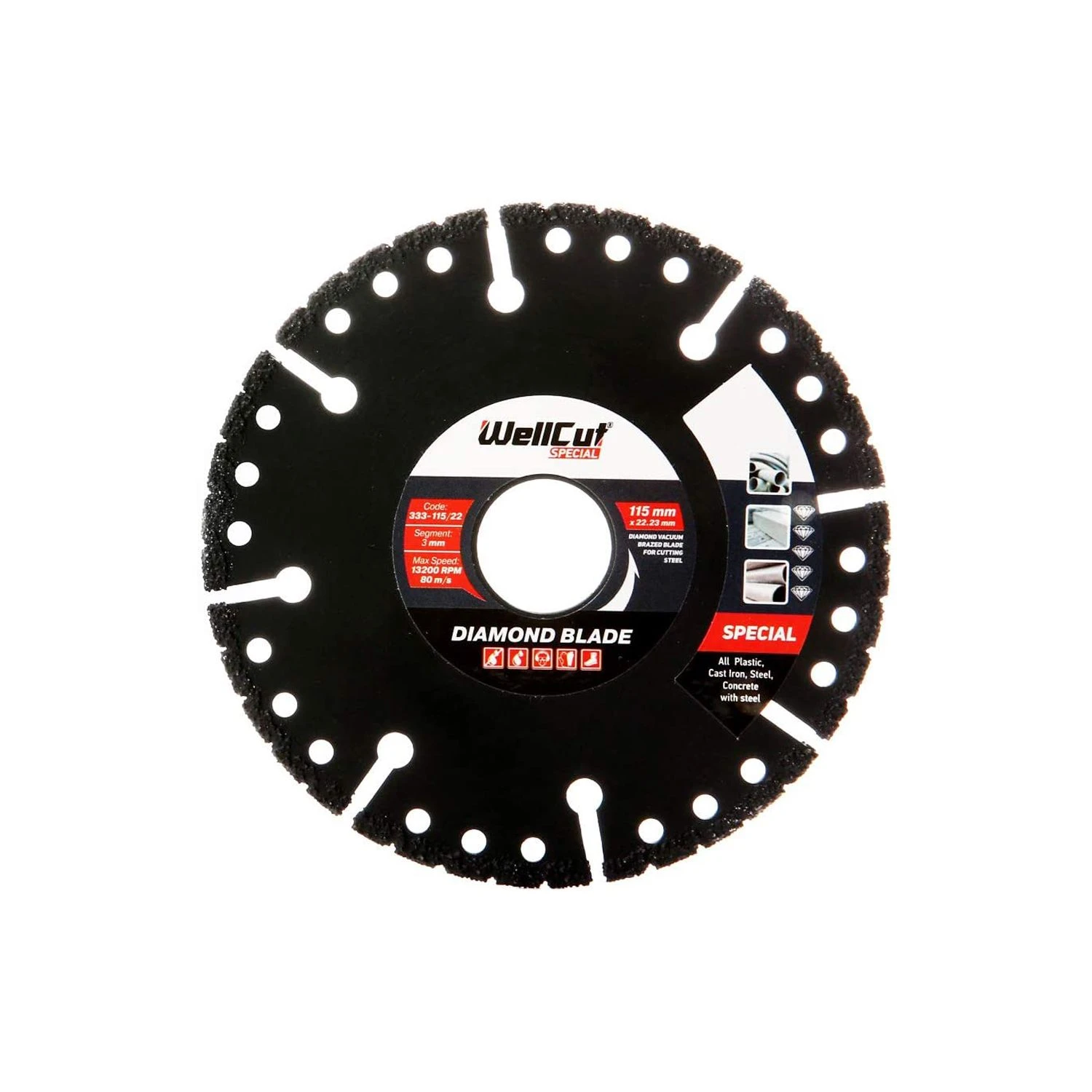 WellCut Diamond Blade Special Plastic 115mm X 22mm Bore 0.23mm Thickness 333-115/22