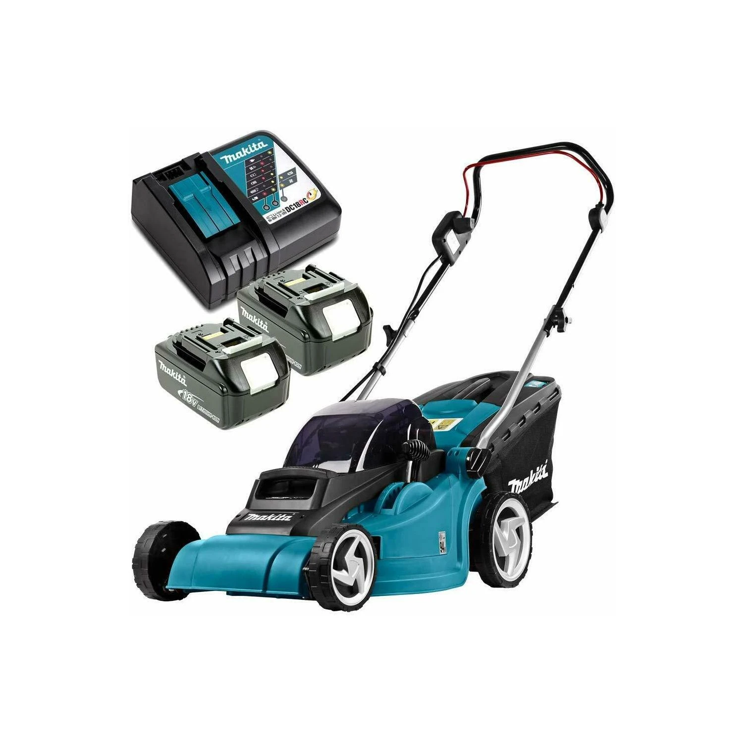 Makita DLM380 18V Twin Lawn Mower With 2 X 3Ah Batteries & DC18RC Charger - Image 8