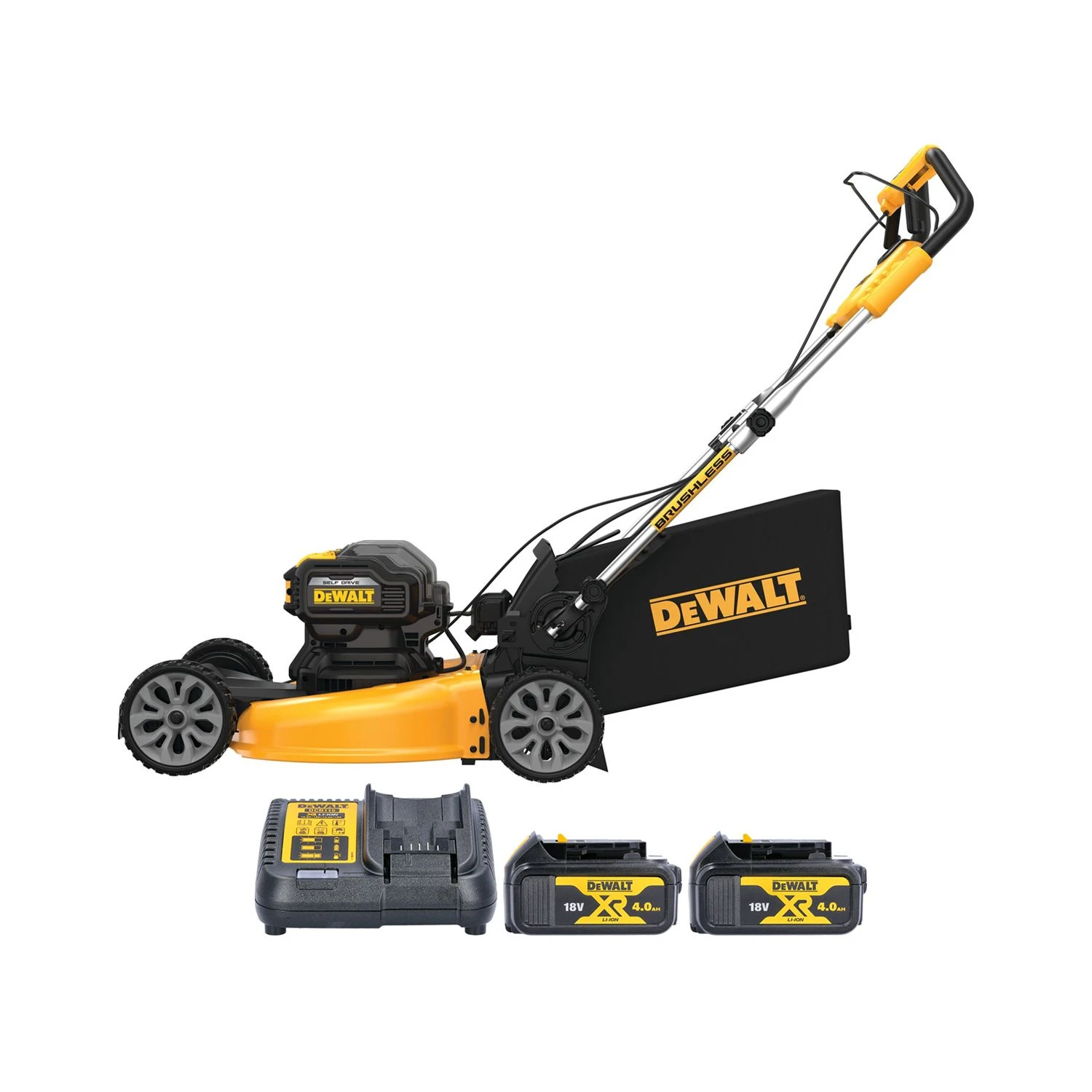 DeWalt DCMWSP564 18V / 36V XR Cordless Brushless 53cm Self-Propelled Lawn Mower With 2 X 4.0Ah Batteries & Charger