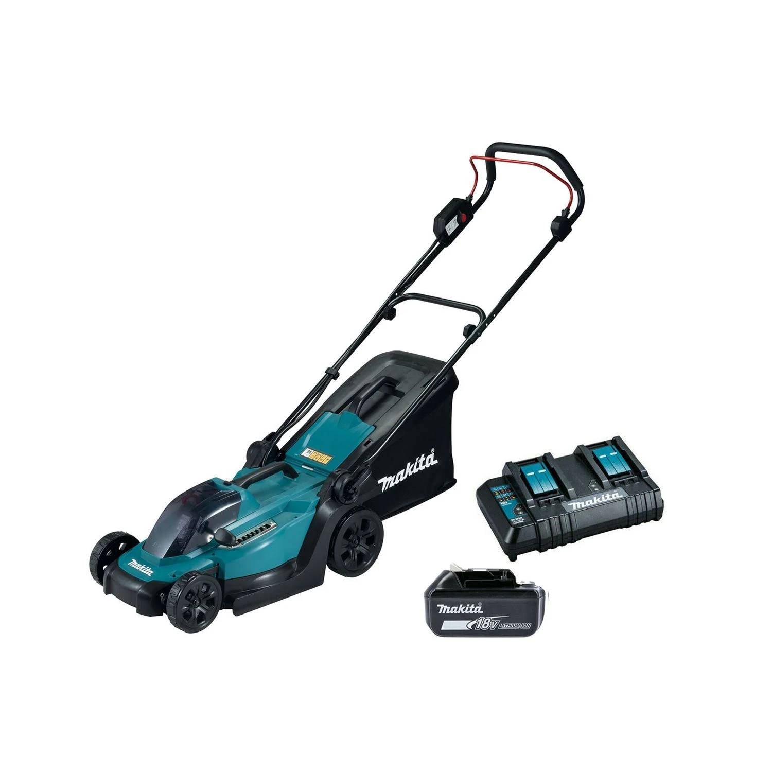 Makita DLM330 18V LXT Cordless 330mm Lawn Mower With 1 X 6.0Ah Battery & DC18SH Twin Port Charger