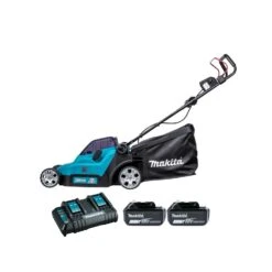 Makita DLM382 Twin 18V LXT Cordless 380mm Lawn Mower With 2 X 6.0Ah Batteries & DC18SH Twin Port Charger
