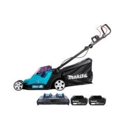 Makita DLM432 18V / 36V LXT 430mm Lawn Mower With 2 X 5.0Ah Batteries & DC18RD Twin Port Charger