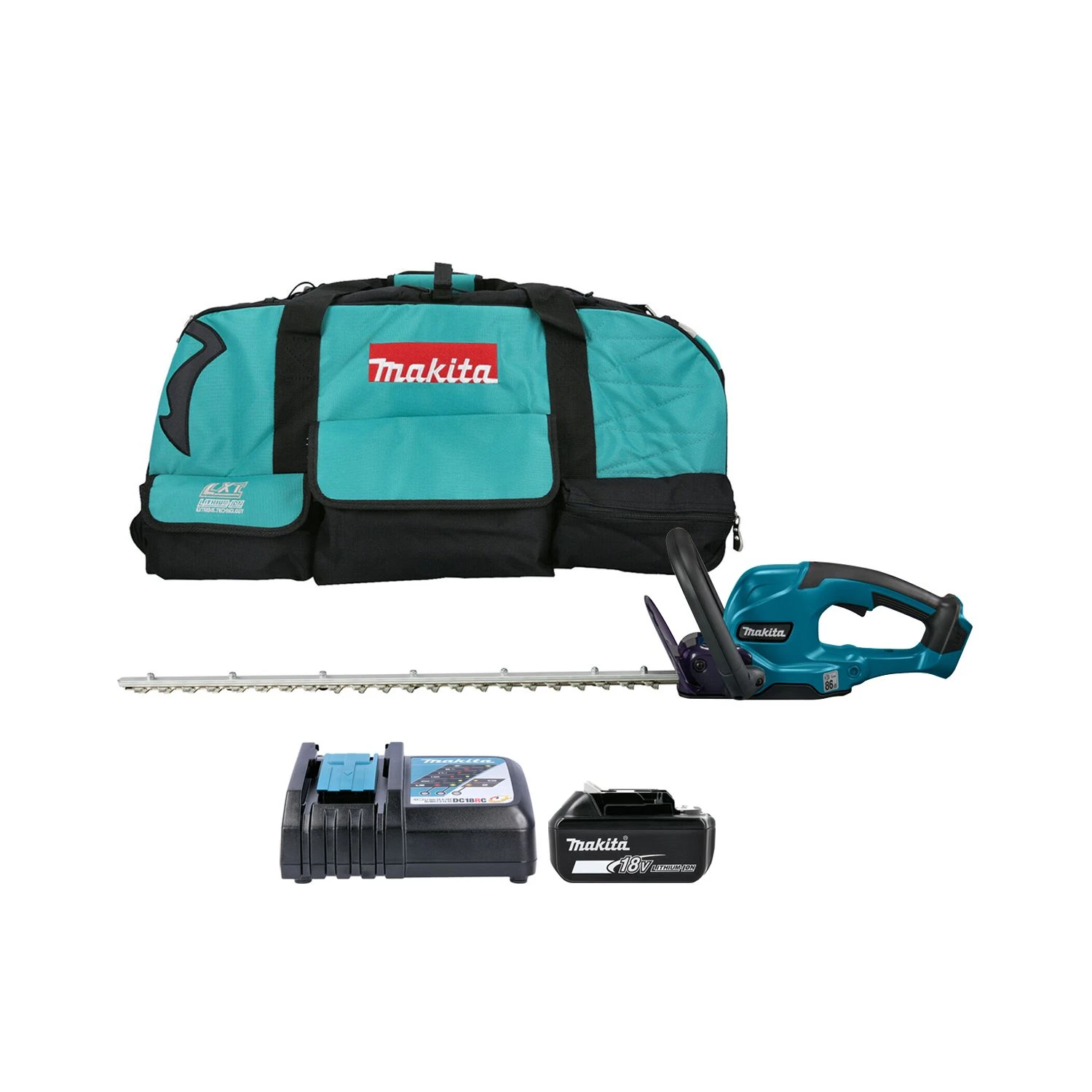 Makita DUH607 18V LXT Cordless 600mm Hedge Trimmer With 1 X 5.0Ah Battery, Charger & LXT600 Tool Bag