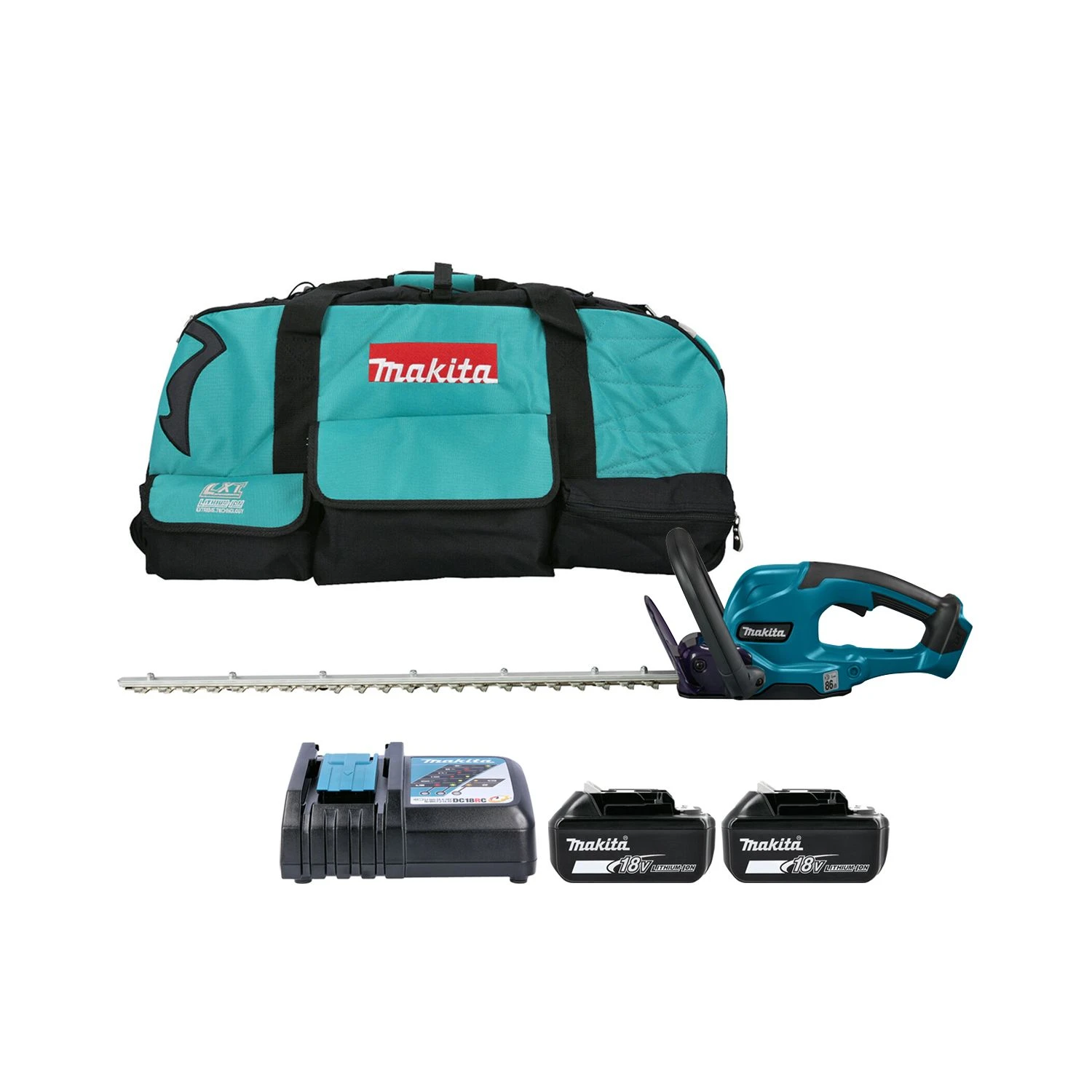 Makita DUH607 18V LXT Cordless 600mm Hedge Trimmer With 2 X 5.0Ah Batteries, Charger LXT600 Tool Bag