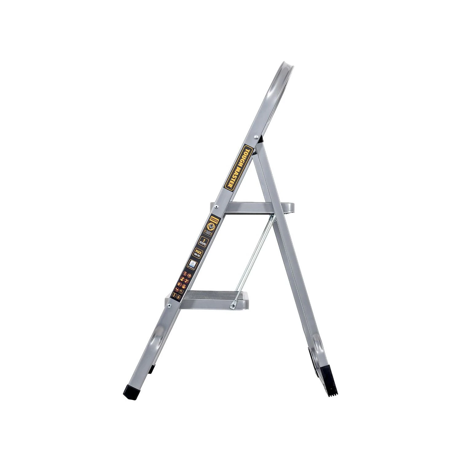 TOUGH MASTER® Steel Step Ladder Folding Step Stool With Handrail & Wide Platform - 2 Steps (TM-SSL2)