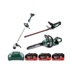 Metabo 18V / 36V Cordless 3 Piece Garden Tool Kit With 3 X 5.5Ah LiHD Batteries & Charger