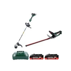 Metabo 18V Cordless 65cm Hedge Trimmer & 30cm Line Trimmer Twin Pack With 2 X 4.0Ah LiHD Batteries & Charger