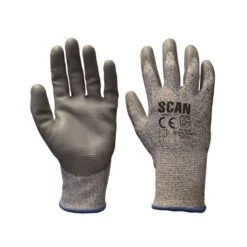 Scan SCAGLOCUT5M Grey PU Coated Cut 5 Gloves - Medium (Size 8)