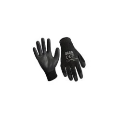 Scan Black PU Coated Gloves - XL (Size 10) (12 Pairs)