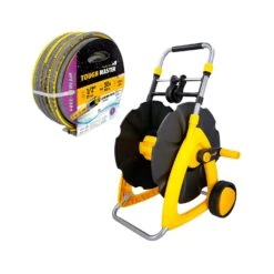 TOUGH MASTER® Hose Reel Cart Hose Trolley With Hose Guide & Telescopic Handle + 30m/100ft Anti-Kink Hose Pipe 4 Layers
