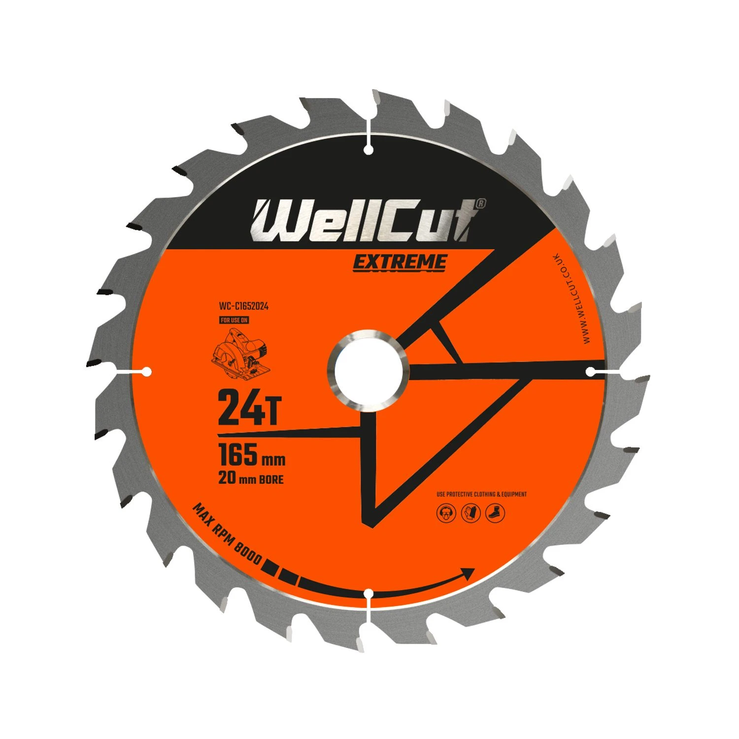 WellCut® TCT Extreme Circular Saw Blade 165mm X 20mm X 24T, Suitable For DSS610, DCS391, M18CS55, GKS18 - Pack Of 3 - Image 2
