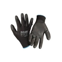 Scan XMS23GLOVEPU Black PU Dipped Gloves -5 Pairs